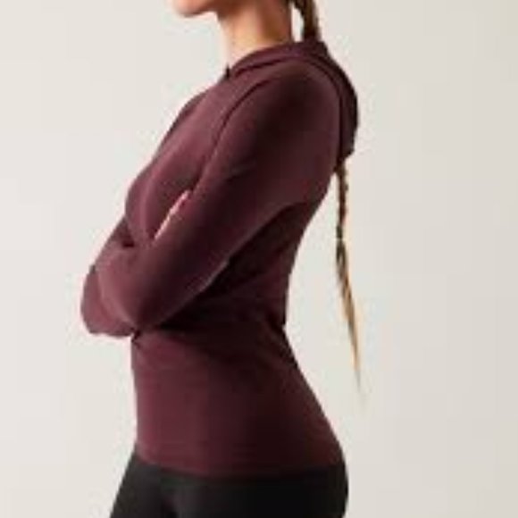 NWT Athleta Momentum Seamless Hoodie, Spiced Cabernet, Small - Picture 3 of 14
